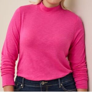 Torrid Slub Knit Mock Neck long Sleeve T-Shirt Pink Glow Size 0X